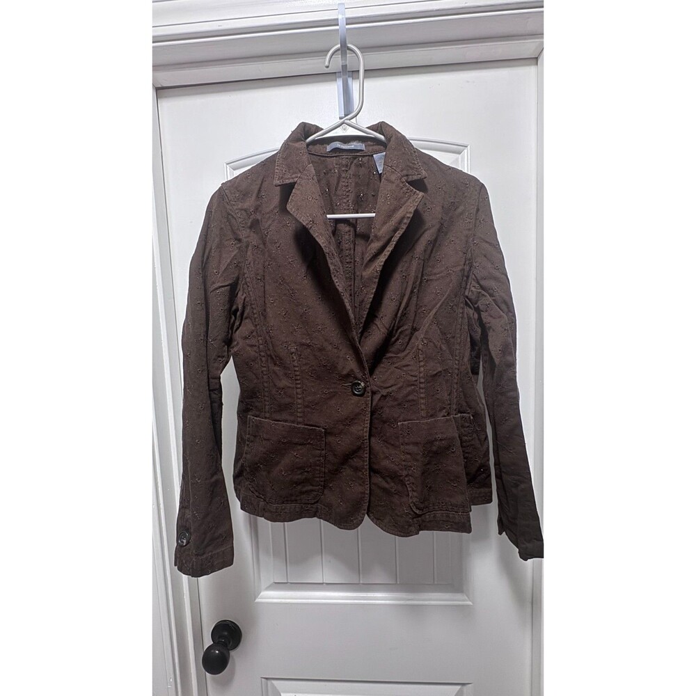 Liz Claiborne Linen Blazer Jacket Brown Lightweight Tailored Women's Size 8